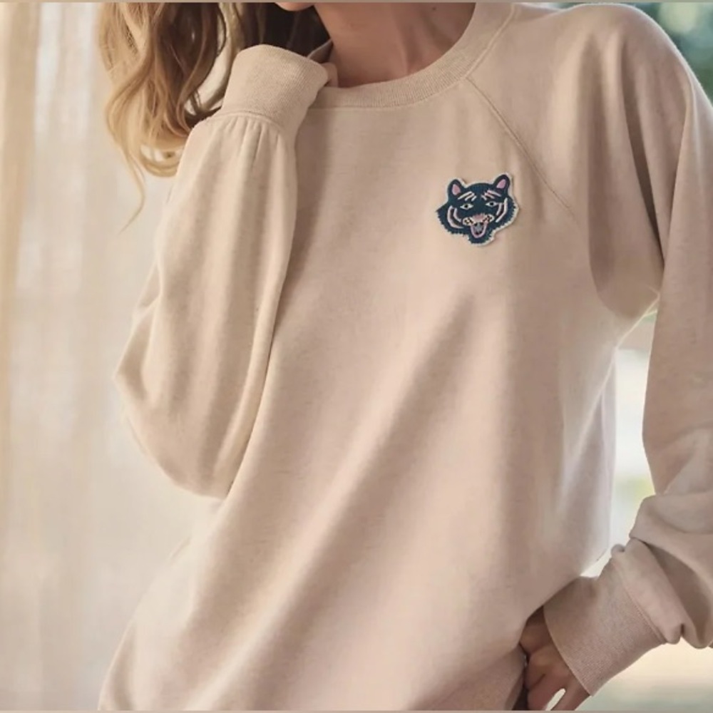 LivLee x Anthropologie Crewneck Tiger Sweatshirt Size Small